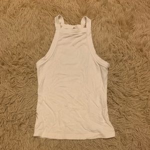 NWOT LF Emma & Sam White Halter Neck Ribbed Tank Top